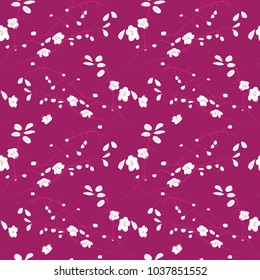 Seamless violet background with white flowers 