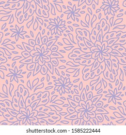 Seamless violet floral pattern peach pink rose background