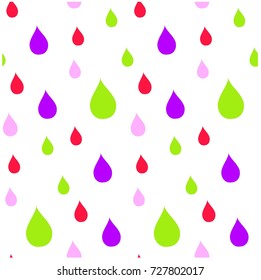 Seamless violet, green, red and pink rain drops pattern on white stock vector illustration
