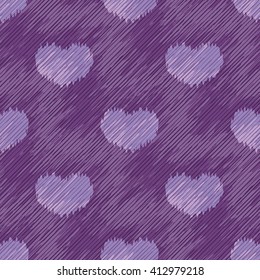 Seamless violet heart ikat pattern seamless vector background tile
