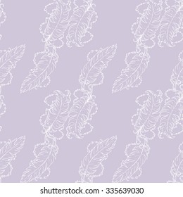 seamless violet pattern with white feathers