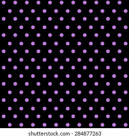 Seamless violet polka dots on black background