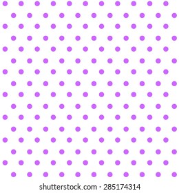 Seamless violet polka dots on white background.