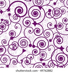 Seamless violet swirl ornament pattern