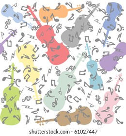 Seamless with violins and musical notes