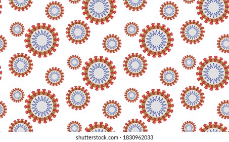 seamless Virus pandemic alert pattern concept. Corona virus or Covid-19 outbreak and influenza infection in 2020, suitable for banners, web posts and panels 