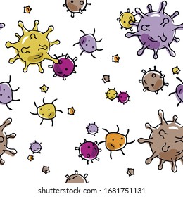Seamless viruses pattern sketch cartoon style
