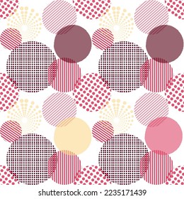 Seamless viva magenta circle seamless pattern, color pantone of 2023 year