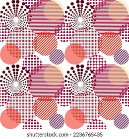 Seamless viva magenta circle seamless pattern, color pantone of 2023 year
