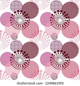 Seamless viva magenta circle seamless pattern, color pantone of 2023 year