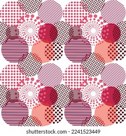 Seamless viva magenta circle seamless pattern, color pantone of 2023 year