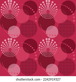 Seamless viva magenta circle seamless pattern, color pantone of 2023 year