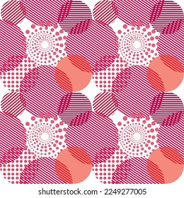 Seamless viva magenta circle seamless pattern, color pantone of 2023 year