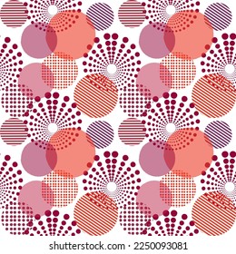 Seamless viva magenta circle seamless pattern, color pantone of 2023 year