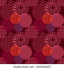 Seamless viva magenta circle seamless pattern, color pantone of 2023 year