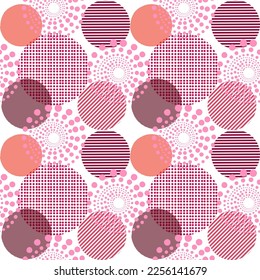 Seamless viva magenta circle seamless pattern, color pantone of 2023 year