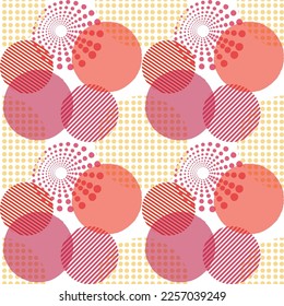 Seamless viva magenta circle seamless pattern, color pantone of 2023 year