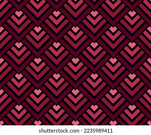 Seamless viva magenta color geometric squares pattern. Art deco vector illustration. textile, fashion, wallpaper, fabric, packaging, print