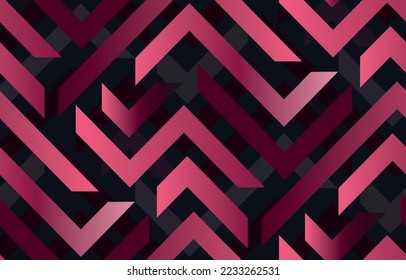 Seamless viva magenta color zigzag geometric pattern design. vector illustration. fashion, interior, wrapping, wall arts, fabric, packaging, web, banner Vektor Stok