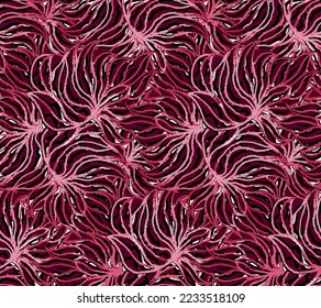 Seamless viva magenta coral pattern design. vector illustration. fashion, interior, wrapping, wall arts, fabric, packaging, web, banner, wallpaper