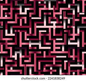 Seamless viva magenta gradient geometric labyrinth pattern design. vector illustration. fashion, interior, wrapping, wall arts, fabric, packaging