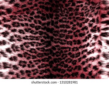 Seamless viva magenta leopard fur pattern, animal skin