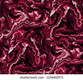 Seamless viva magenta liquid fractal pattern vector. Artistic marbling design. marbling effect, vector illustration, fashion, interior, wrapping