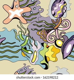 Seamless vivid abstract pattern on the marine theme