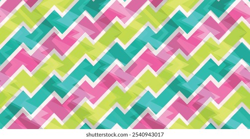 Seamless vivid colorful abstract zigzag vector pattern