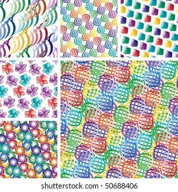 Seamless vivid ornament backgrounds with abstract elements