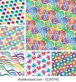 Seamless vivid ornament backgrounds with swirl elements