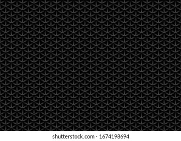 Seamless volume black pattern. Flower of life design volume background. Floral repetitive dark geometric texture or web page fill. Looks like scales or chain armor