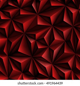 Seamless volumetric polygonal red pattern. Vector luxury abstract vinous background. Repeating geometric. Triangle texture,