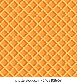 Seamless wafer diagonal pattern. Realistic wafer repeat background. Ice cream cone texture.  Vector illustration