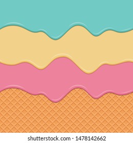 Seamless wafer and dripping cream repeatable vector art background