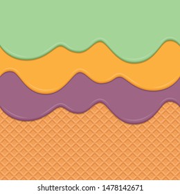 Seamless wafer and dripping cream repeatable vector art background
