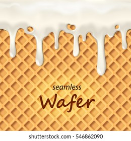 Seamless wafer and dripping milk repeatable, vector art and illustration.