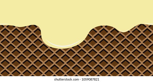 Seamless wafer and dripping, vector art and illustration.