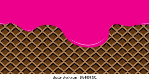 Seamless wafer and dripping, vector art and illustration.