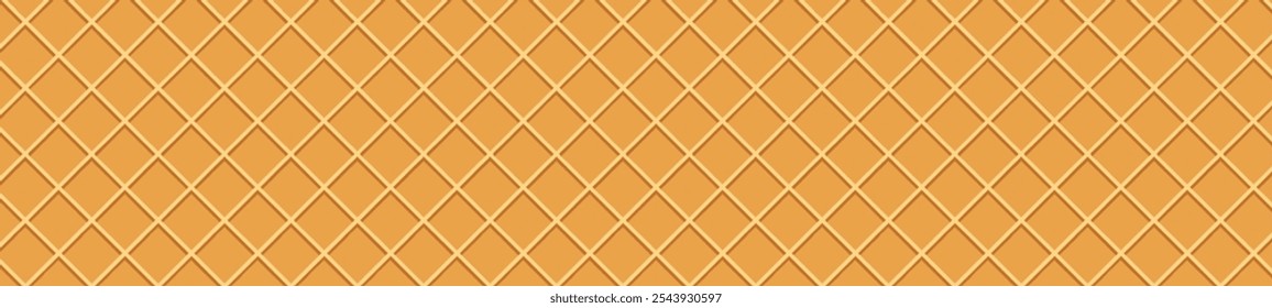 seamless Waffle background pattern and biscuit texture. for ice cream cones, candy, and cake. Flat vector illustration isolated on white background.