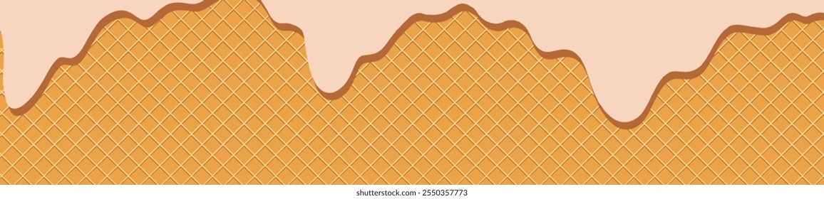 seamless Waffle background pattern and biscuit texture. for ice cream cones, candy, and cake. Flat vector illustration isolated on white background.