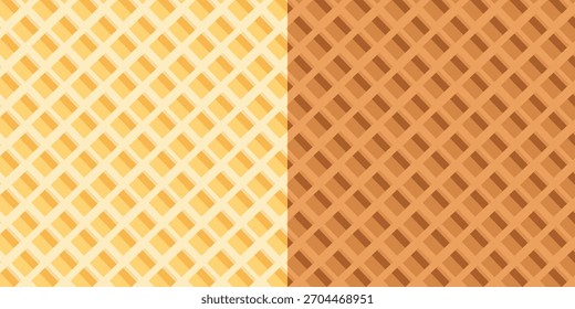 Colección de patrón de waffle sin fisuras. Texturas clásicas de chocolate y waffle de vainilla. Conjunto de fondo de Vector