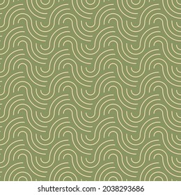 Geométrico vectorial "wagara" sin costura. Wagara significa patrón japonés. Líneas onduladas de ornamento geométrico simple para el diseño textil y de tejidos. Olas oceánicas tradicionales azulejos orientales. 