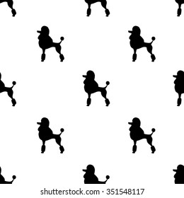 Seamless walapaper  black poodles on white background.