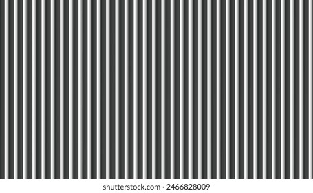 Seamless Wall Grey Corrugated metal texture surface with light shadow,Vector 3d Endless Panorama galvanize steel waves pattern