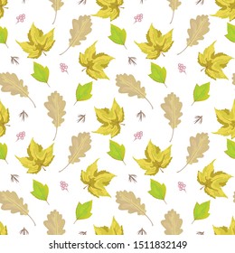 seamless wallpaper autumn leaves vector