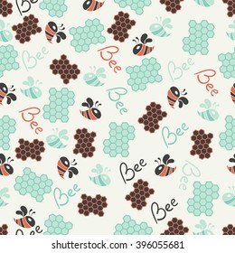 seamless wallpaper , background, of bees and honeycomb abstract