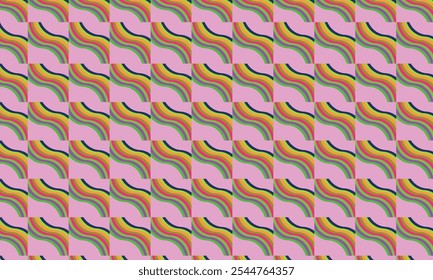 Seamless wallpaper background of gay pride rainbow flag zig zag plaid pattern