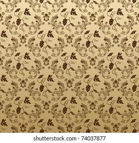 Seamless wallpaper background grapes vegetative vintage vector