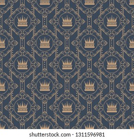 Seamless wallpaper background pattern in royal style. Vector graphics